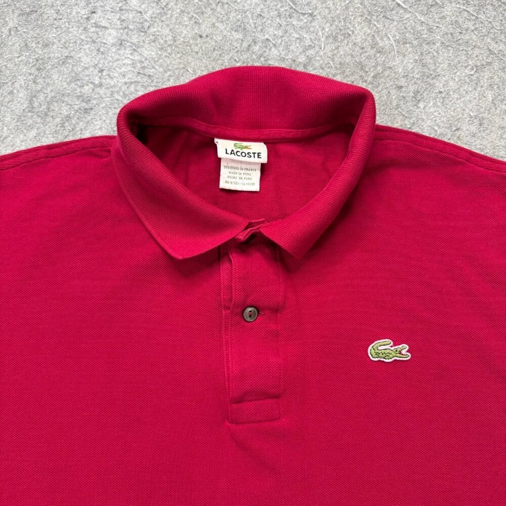 Lacoste Polo Shirt Men FR 8 Red Short Sleeve Knit 50" x 28" b069